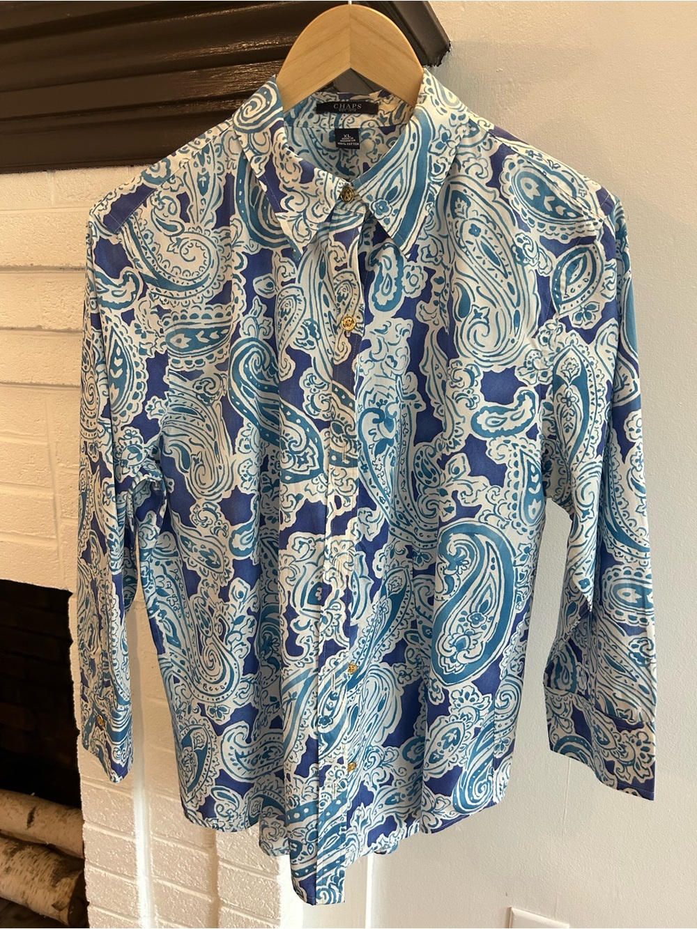 Chaps Blue & White Paisley Button-Down Shirt